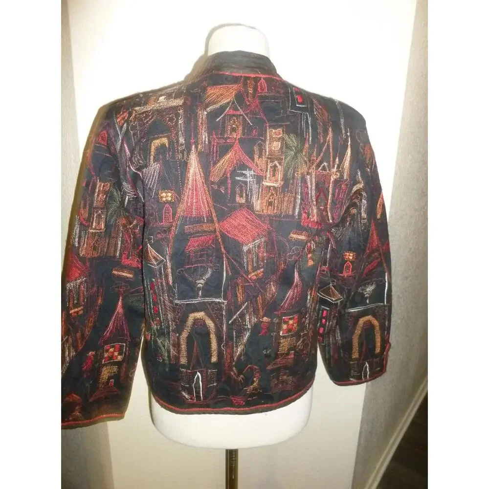 Chico's‎ Embroidered Lightweight  Kimono Jacket Topper Blazer Cotton sz 1 M